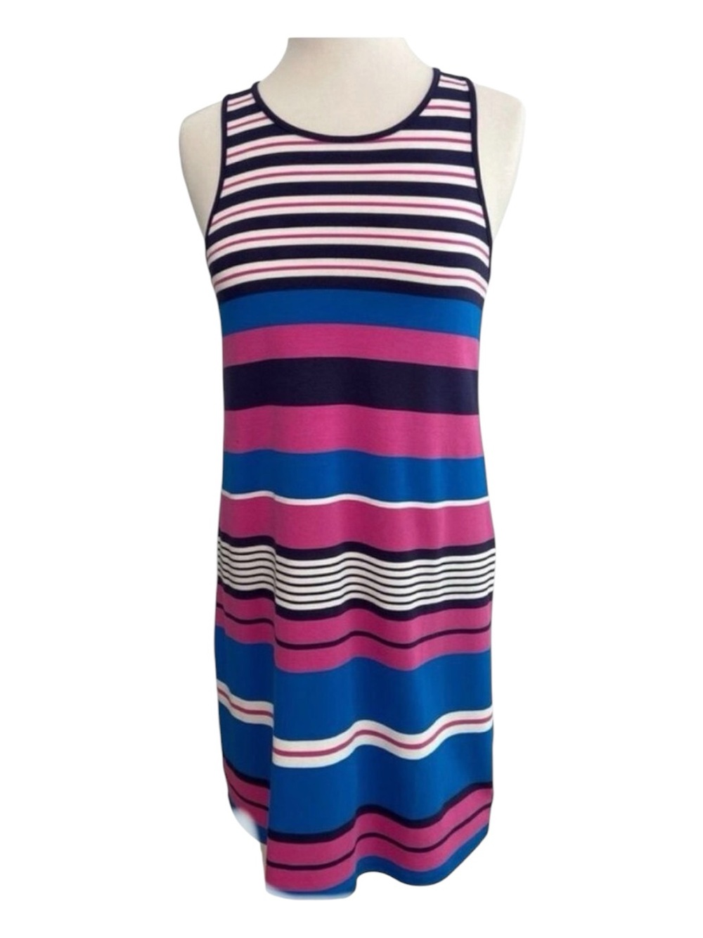 Hatley Bella mini dress nautical coastal stripes blue white pink sleeveless Smal